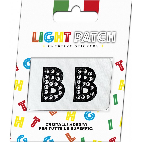 Light Patch Lettere BB Sticker Cristalli Nero Cry