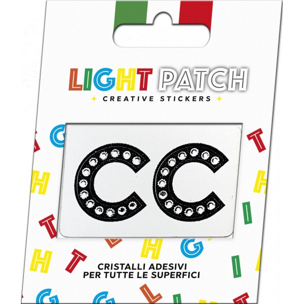 Light Patch Lettere CC Sticker Cristalli Nero Cry
