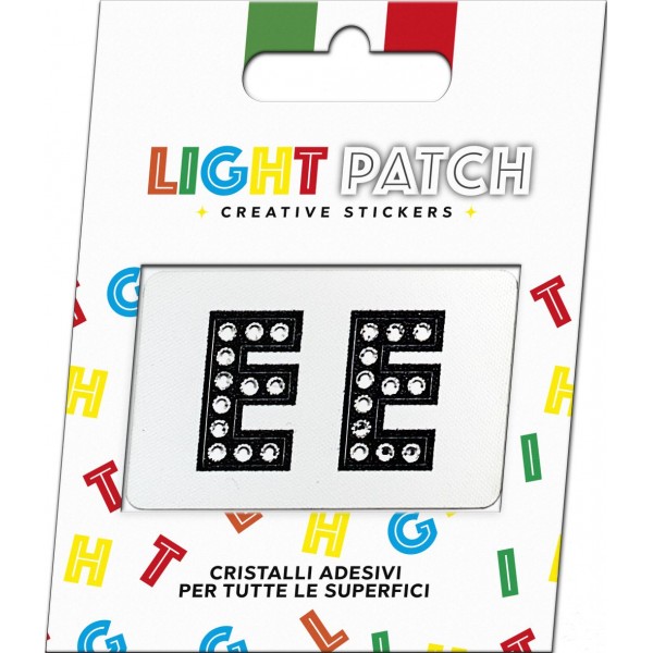 Light Patch Lettere EE Sticker Cristalli Nero Cry