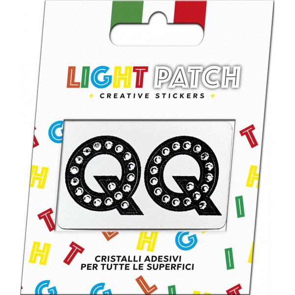Light Patch Lettere QQ Sticker Cristalli Nero Cry
