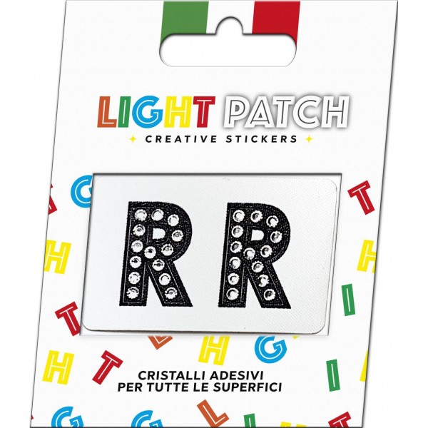 Light Patch Lettere RR Sticker Cristalli Nero Cry