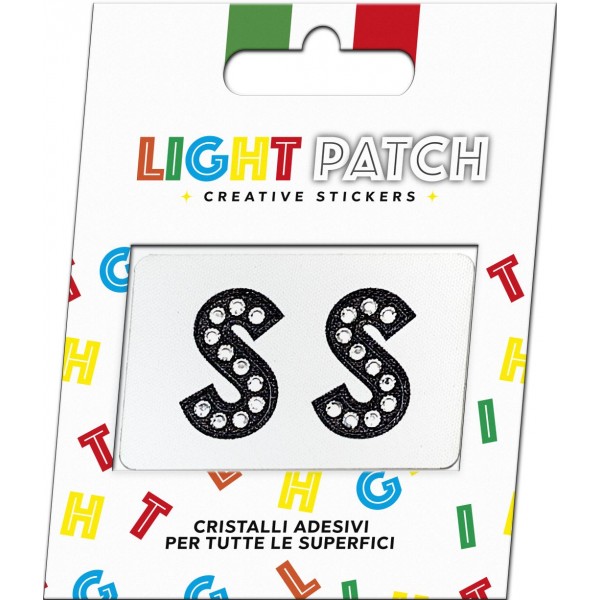 Light Patch Lettere SS Sticker Cristalli Nero Cry