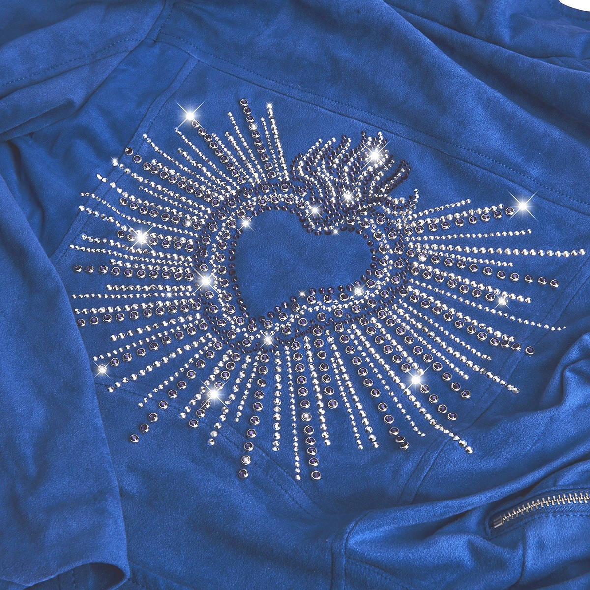 Giacca donna chiodo eco-pelle scamosciato bluette Shop Online